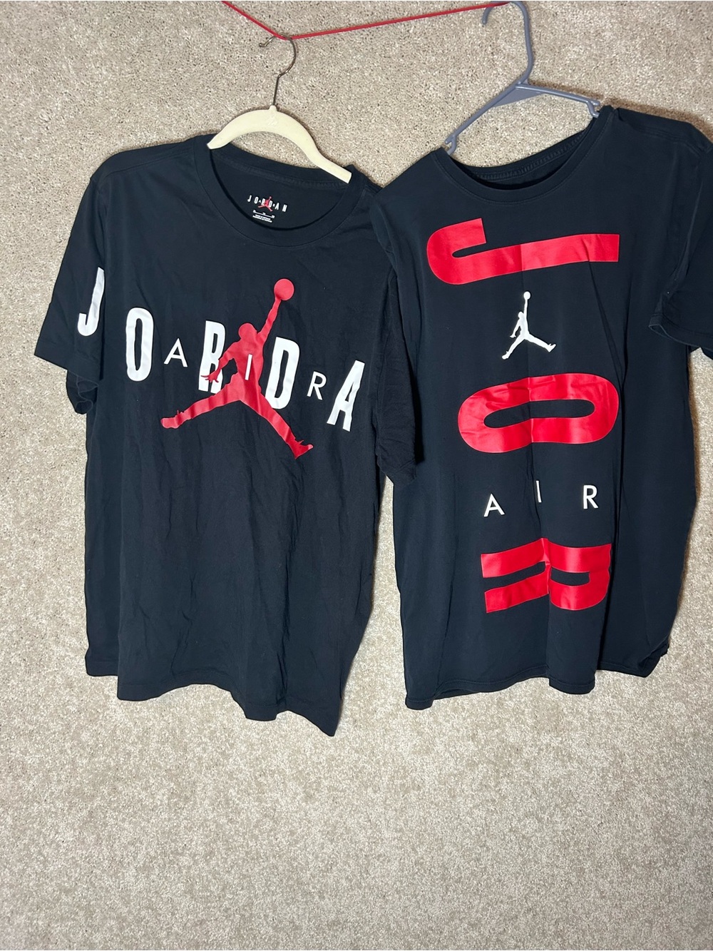 Jordan Kids Black T-Shirts with Red and White Graphic Logos
